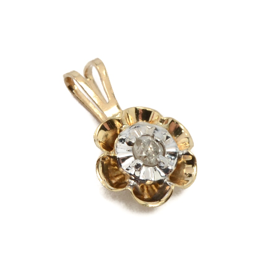 10K Yellow Gold Diamond Pendant