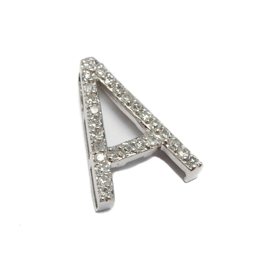 10K White gold Diamond "A" Slide Pendant