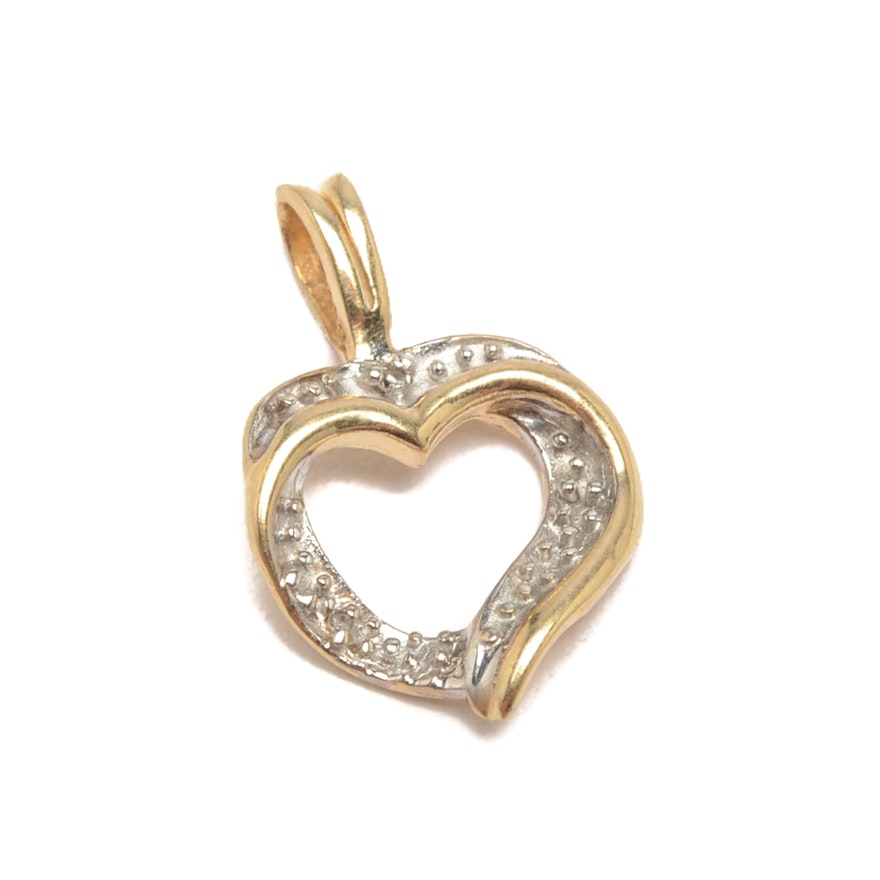 10K Yellow Gold Diamond Heart Pendant