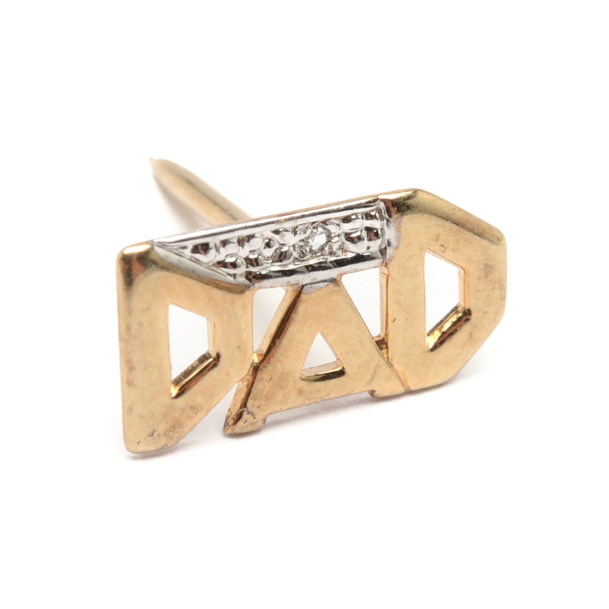 10K Yellow Gold Diamond Dad Pin