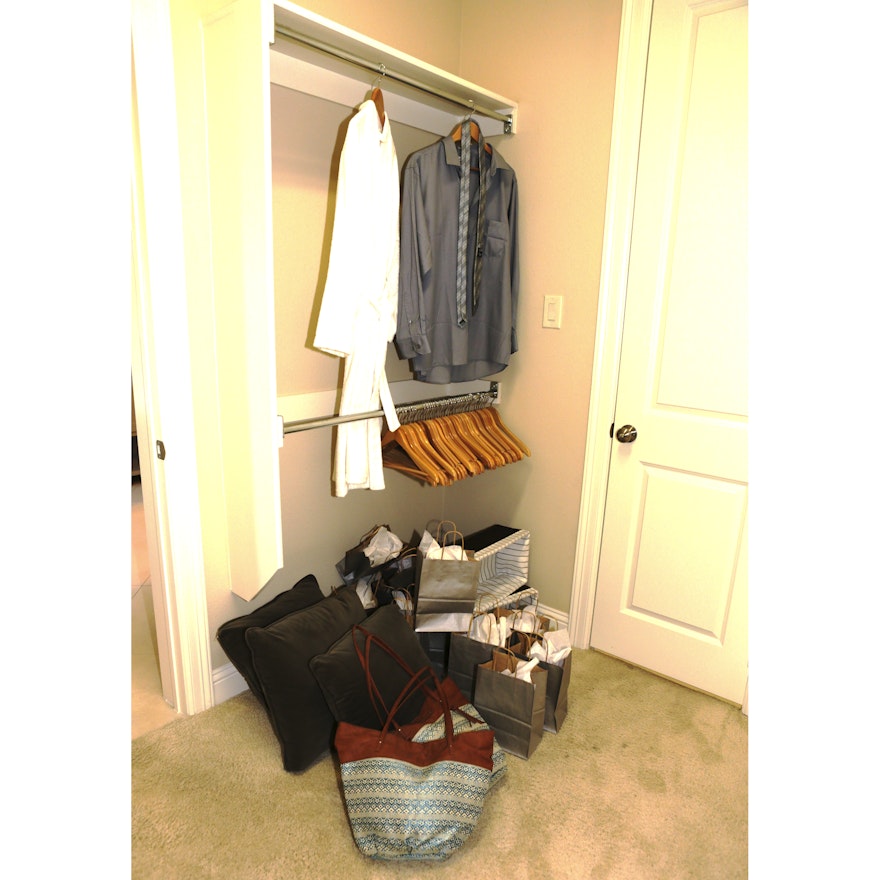 Men's Shirt, Bathrobe, Handbags, and Closet Decor