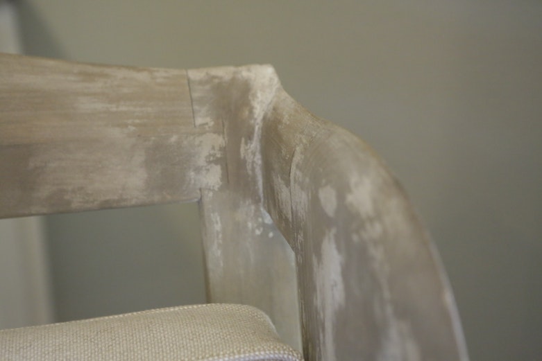 Intentionally Distressed Wood Wingback Chair with Cushions