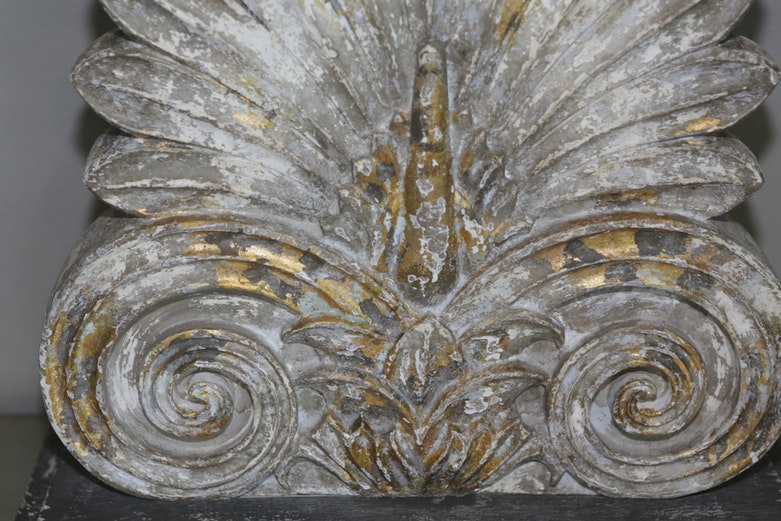 Architectural Leaf and Scroll Resin Table Lamp with Fabric Covered Shade