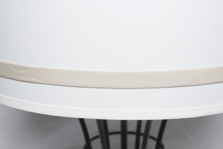 Black Finish Metal Cage Table Lamp with Fabric Covered Shade