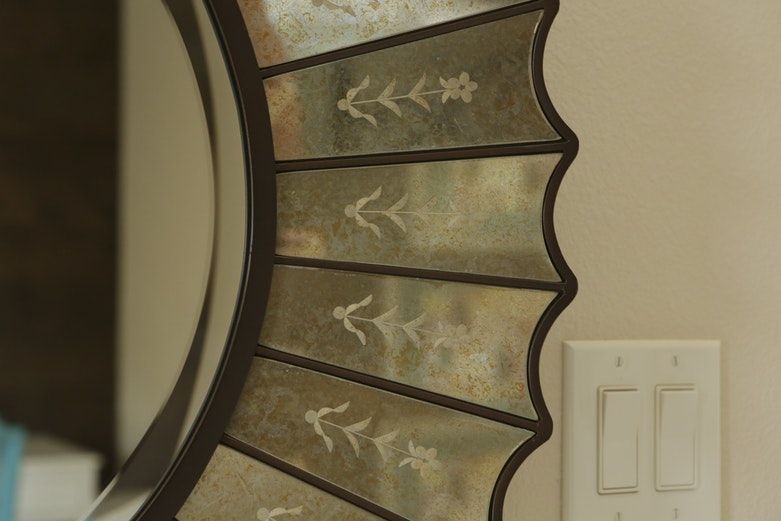 Sun Shaped Mirror with Italian-Style Glass Panels