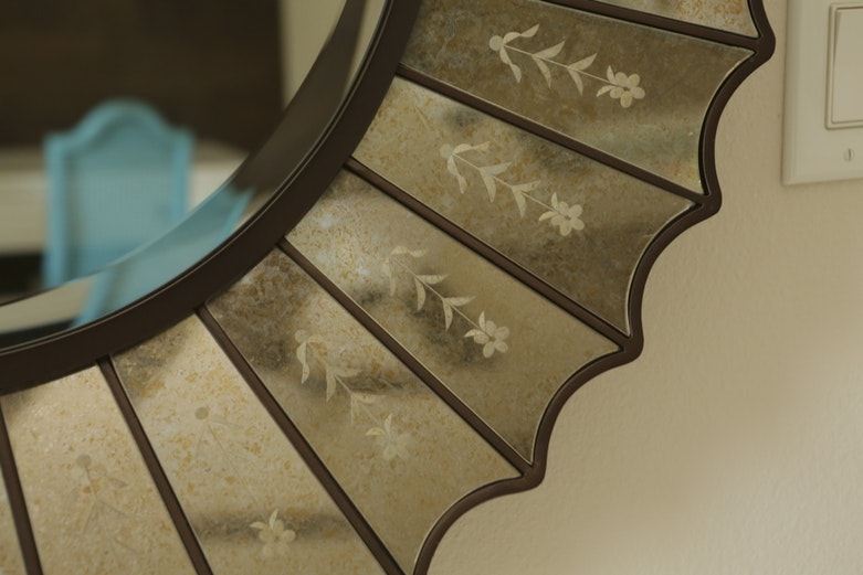 Sun Shaped Mirror with Italian-Style Glass Panels