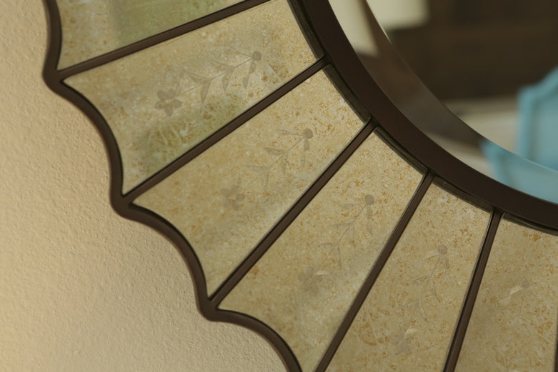 Sun Shaped Mirror with Italian-Style Glass Panels