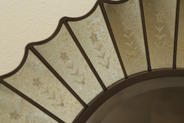 Sun Shaped Mirror with Italian-Style Glass Panels