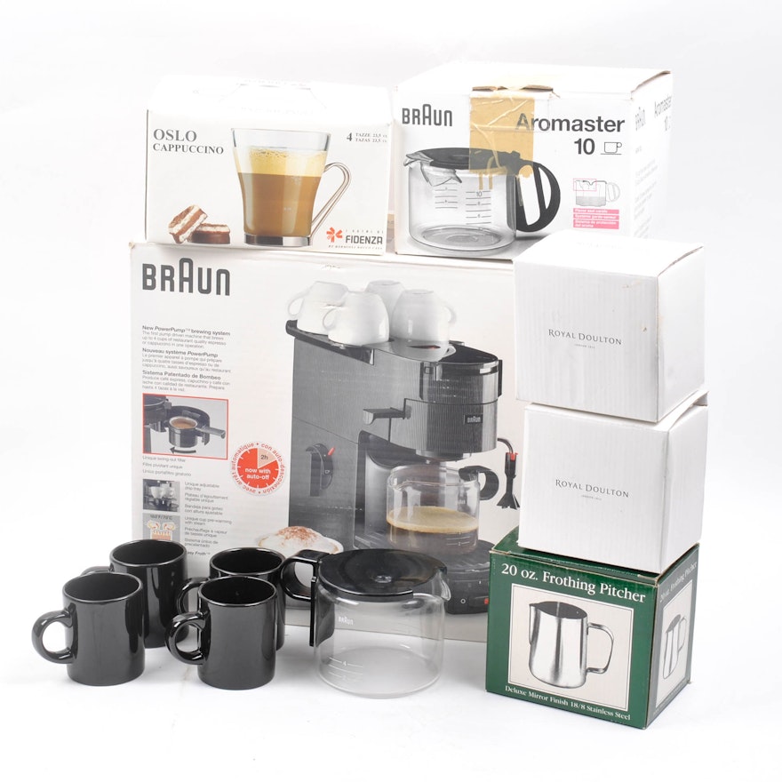 Braun Espresso Cappuccino Pro with Aromaster and Assorted Mugs