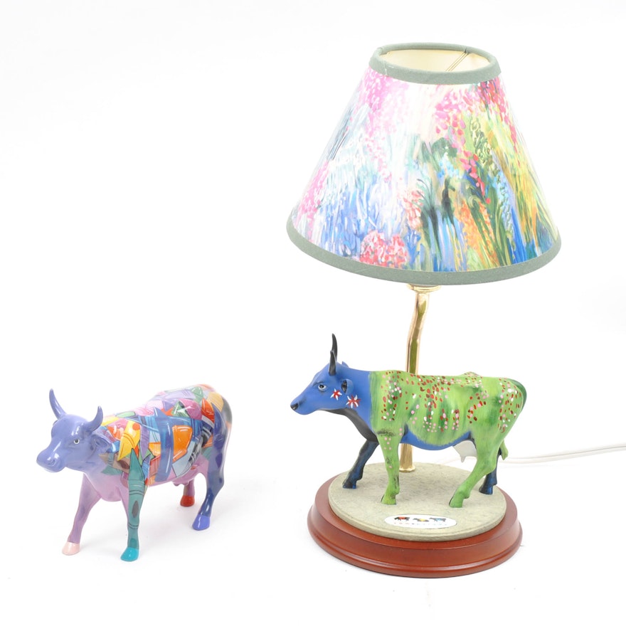 Westland Giftware "Cow Parade" Ceramic Lamp and Figurine
