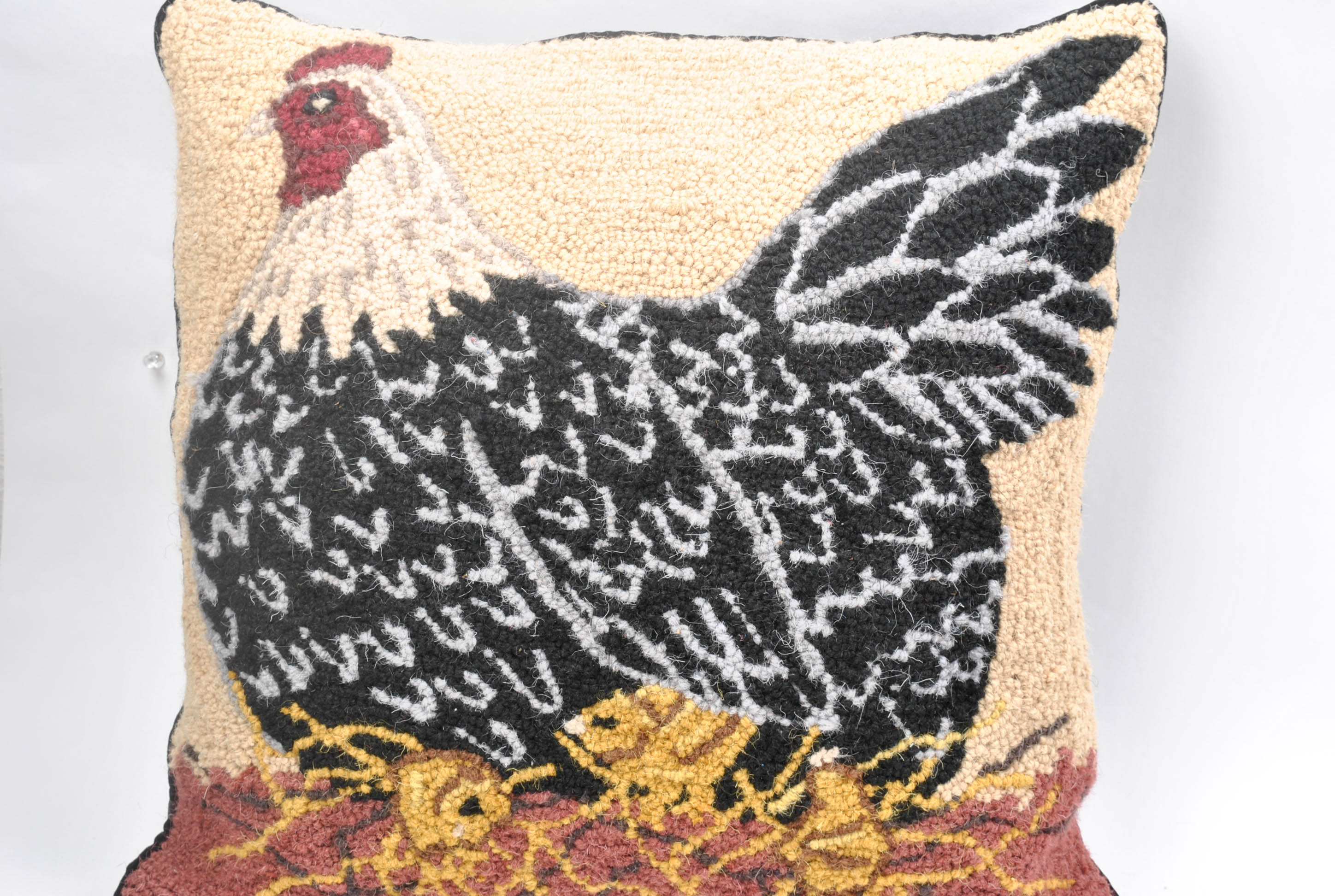 Farm Animal Themed Hooked Wool Accent Pillows