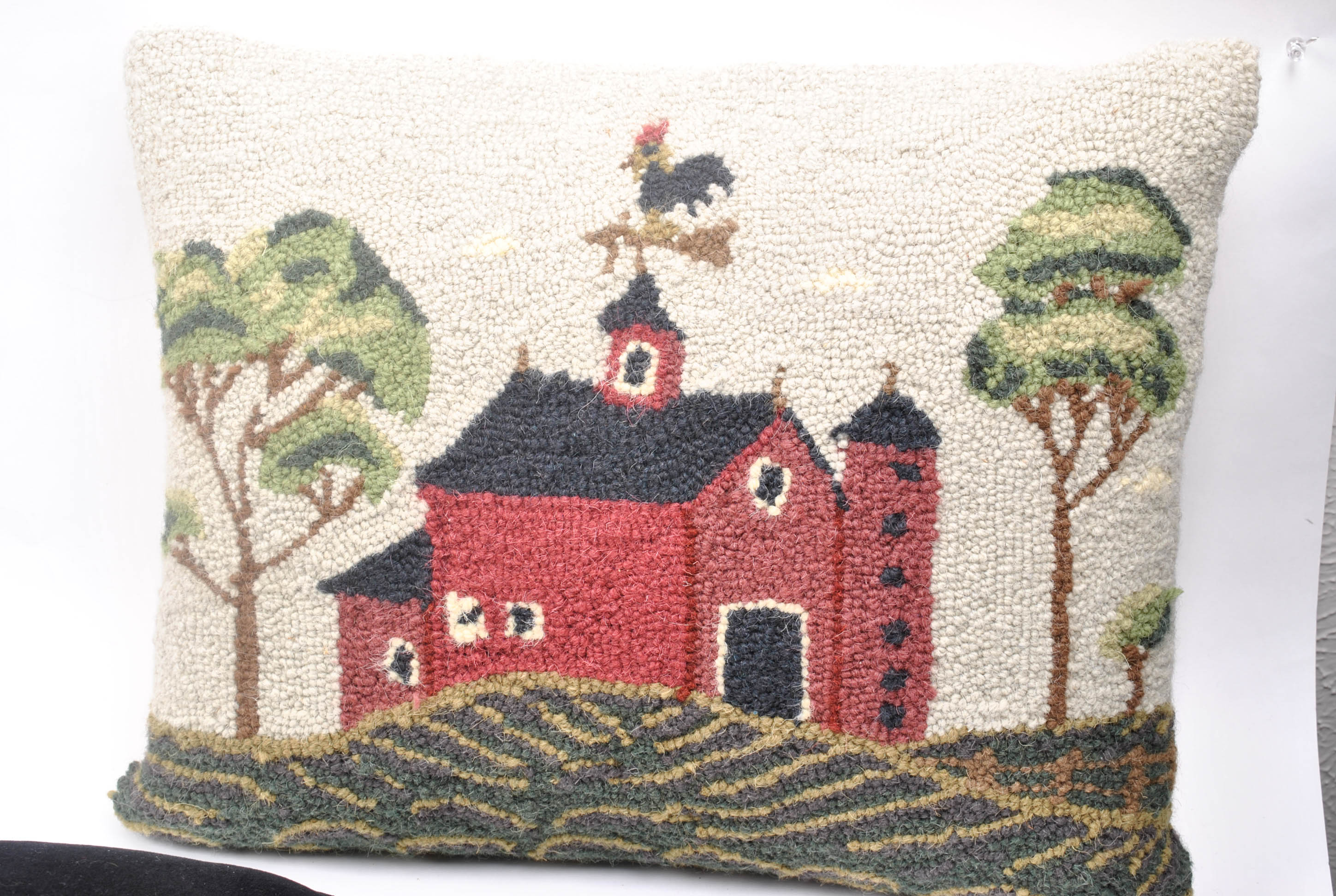 Farm Animal Themed Hooked Wool Accent Pillows