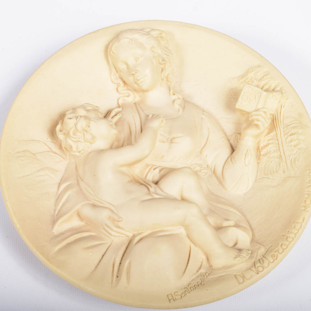 Handmade Bradford Exchange Italian Alabaster "Living Madonna" Collector Plates