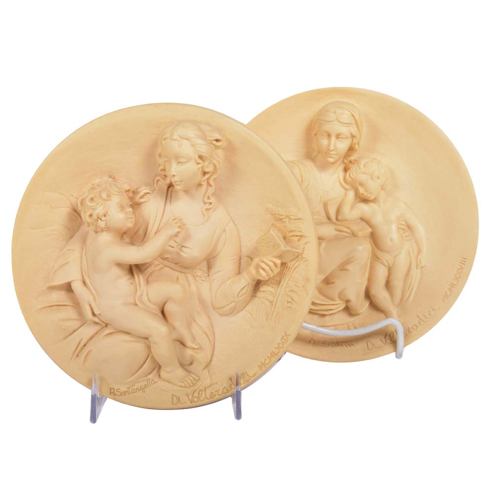 Handmade Bradford Exchange Italian Alabaster "Living Madonna" Collector Plates