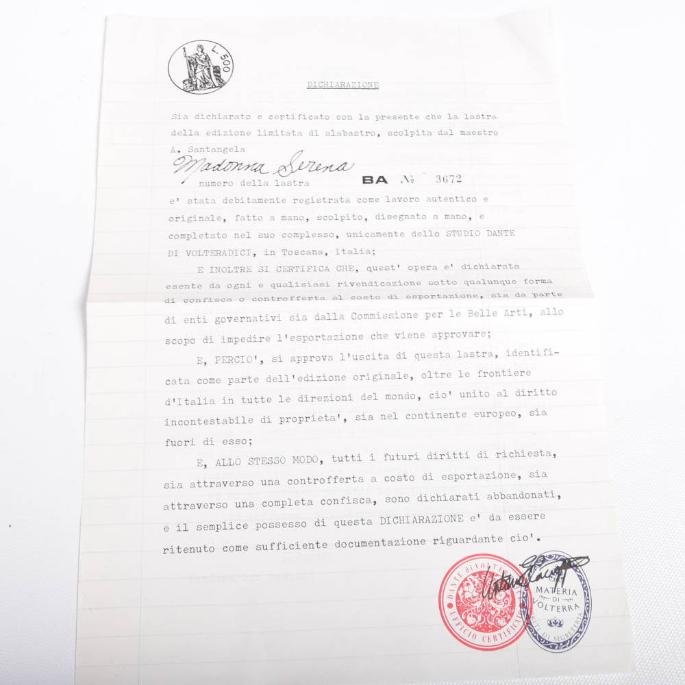 Handmade Bradford Exchange Italian Alabaster "Living Madonna" Collector Plates