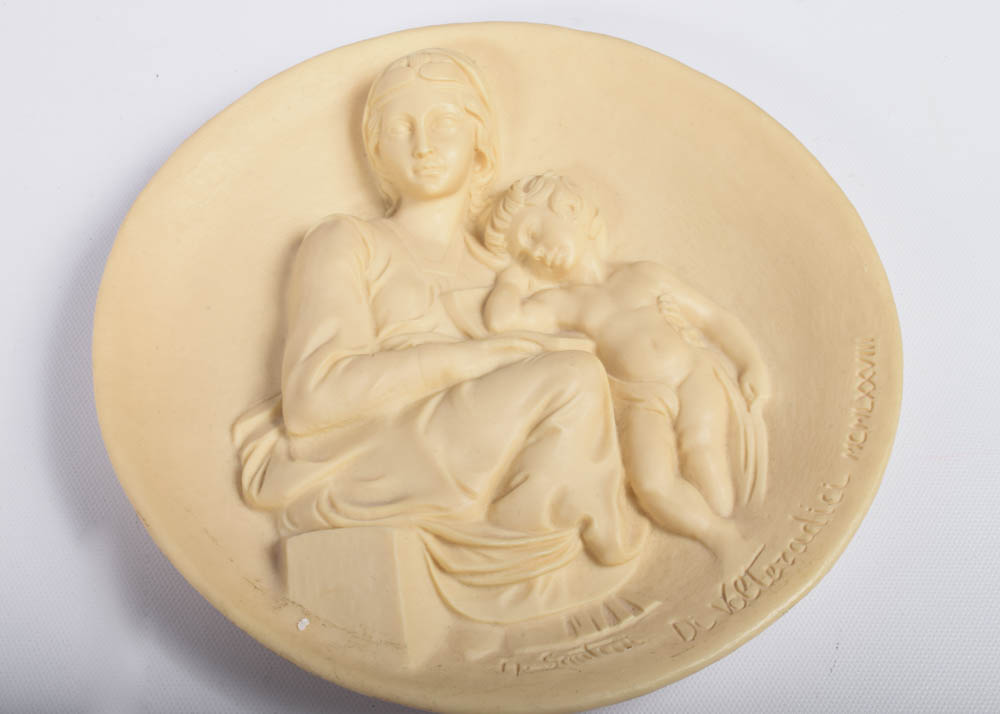 Handmade Bradford Exchange Italian Alabaster "Living Madonna" Collector Plates