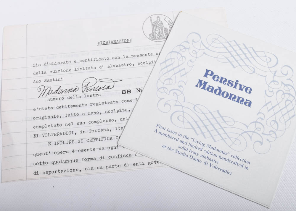 Handmade Bradford Exchange Italian Alabaster "Living Madonna" Collector Plates