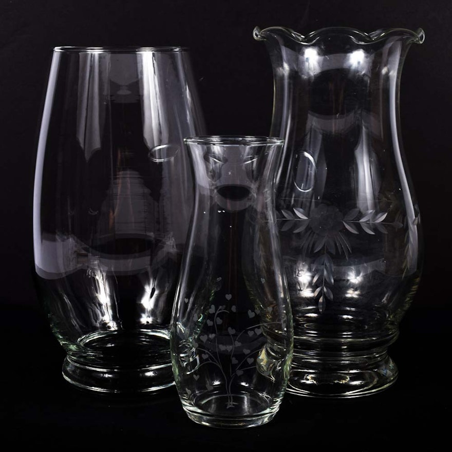 Glass Vases Featuring Etched Vases