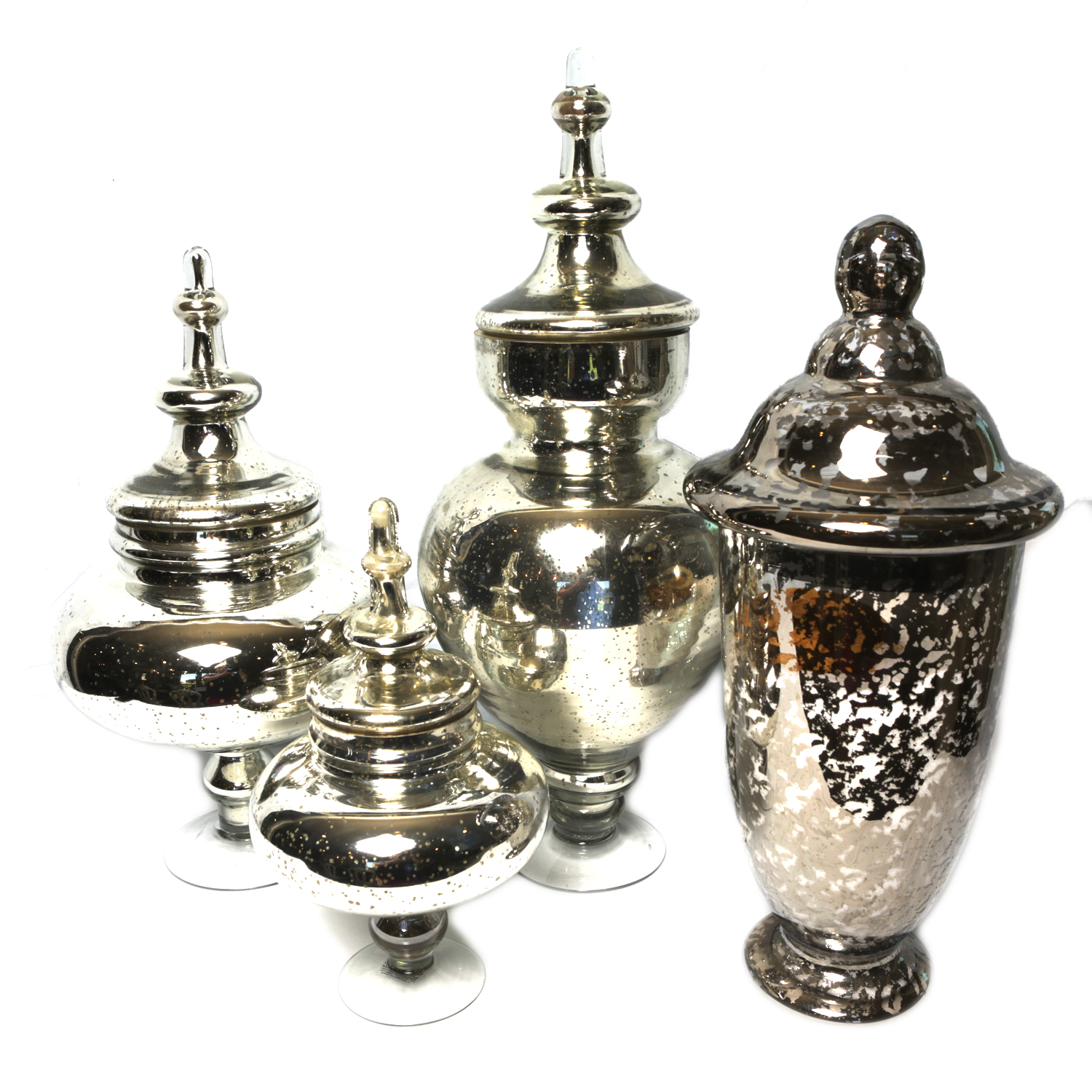 Contemporary Mercury Glass Apothecary Jars