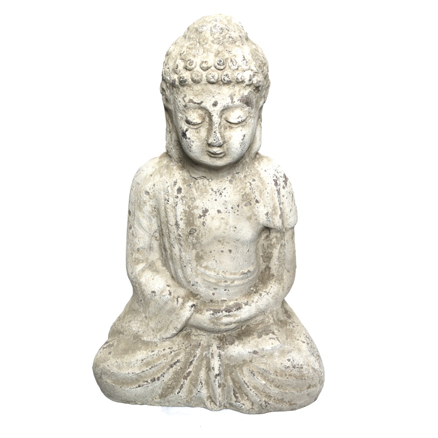 Seated Buddha Concrete Statuette