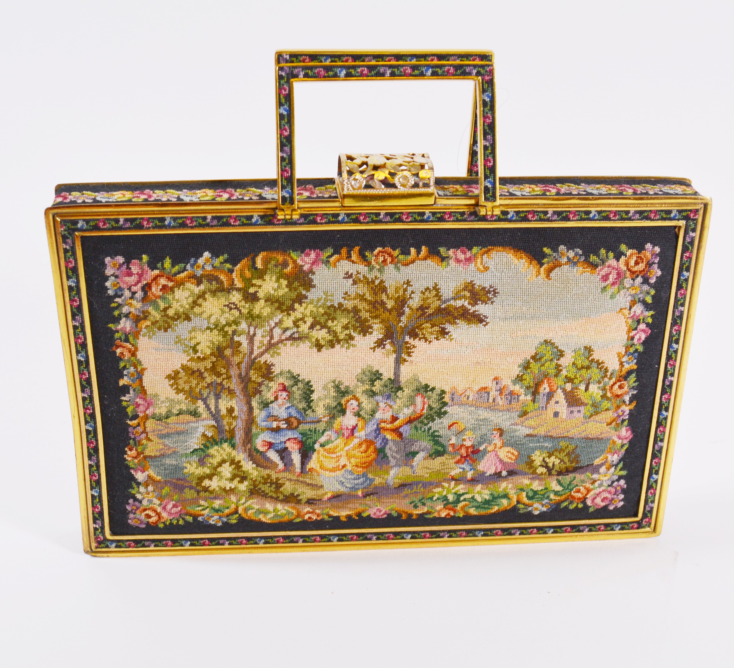 Vintage Vienna Petit Point Evening Bag With Accessories by Maria Stransky