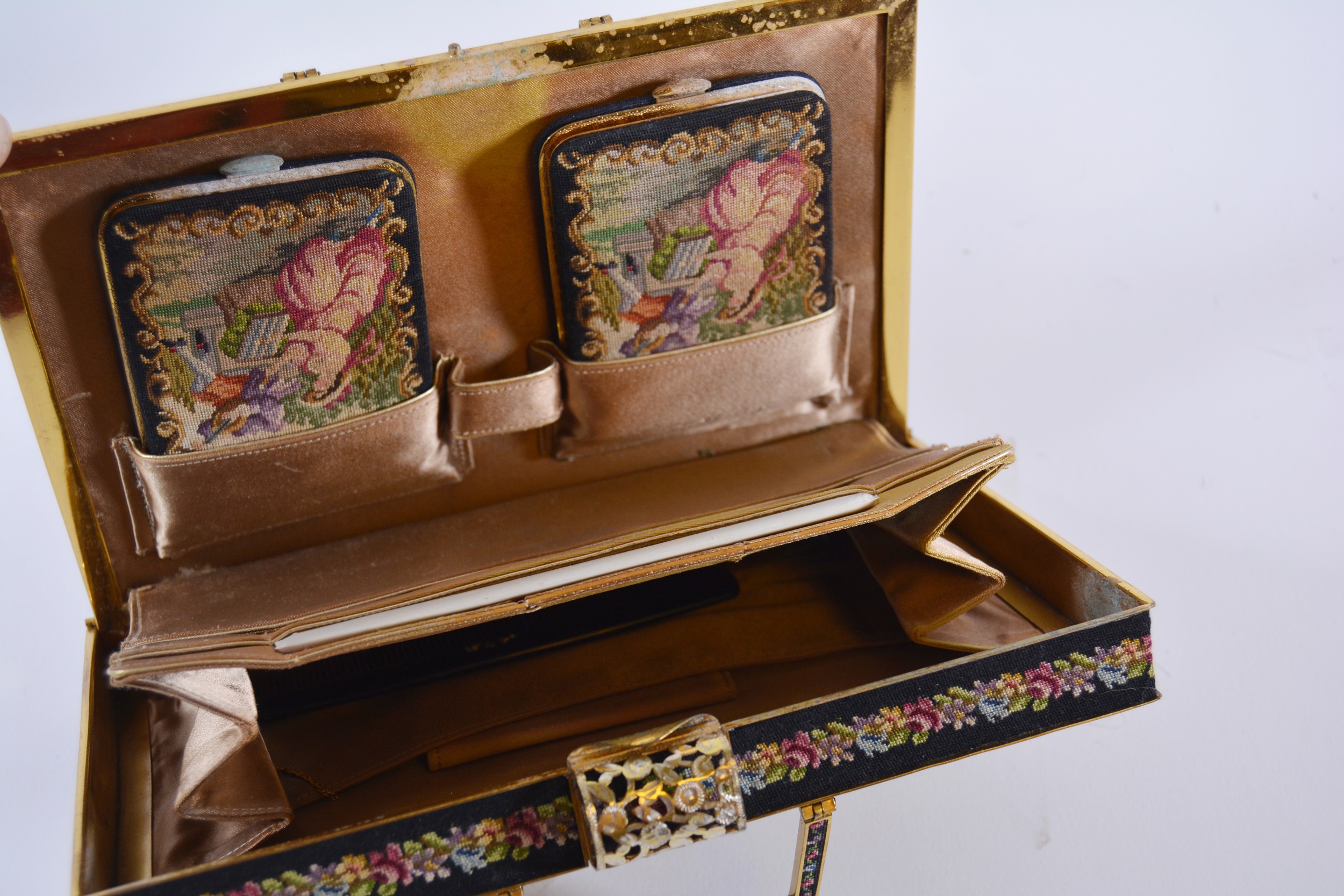 Vintage Vienna Petit Point Evening Bag With Accessories by Maria Stransky