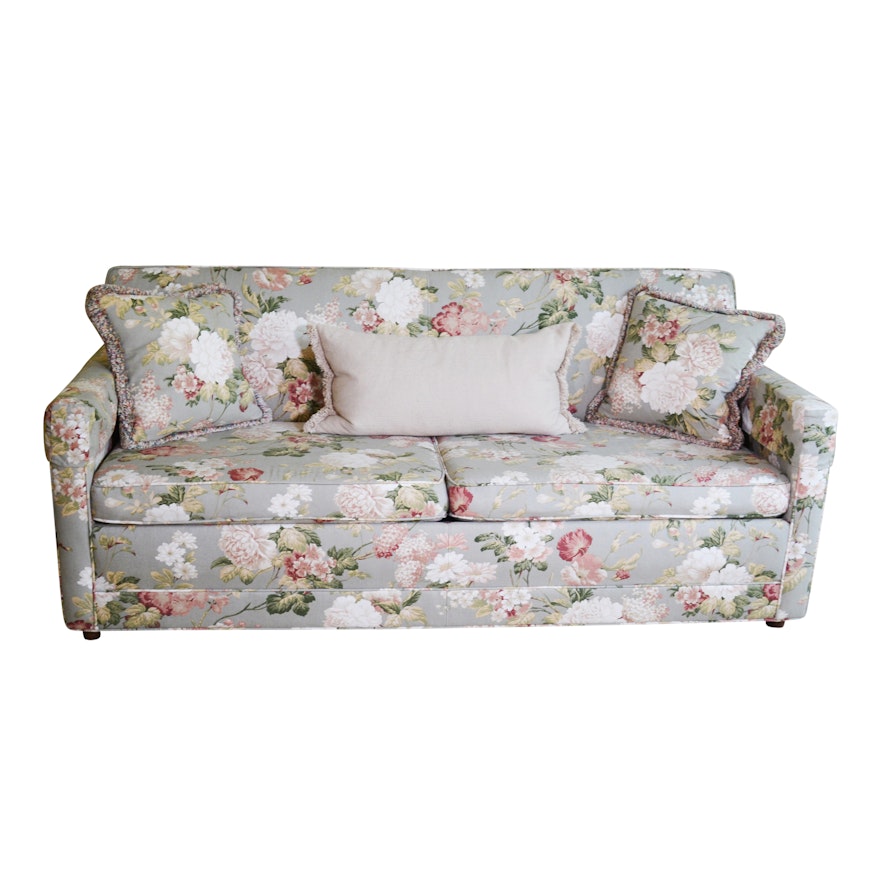 Vintage Floral Upholstered Sleeper Sofa