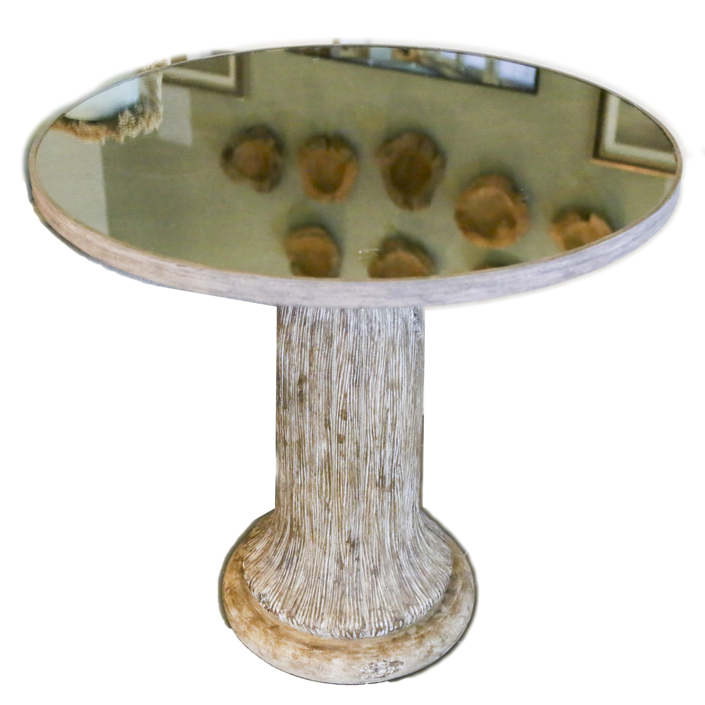 Mirror Top Round Accent Table