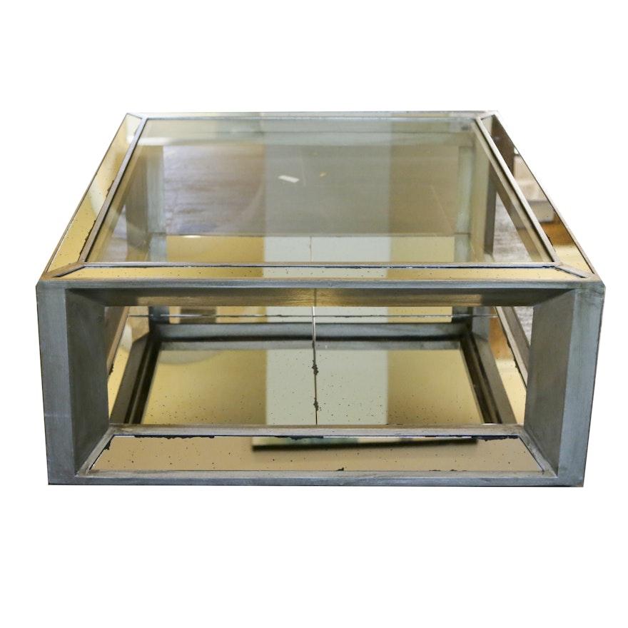 Glass Top Open Cube Side Table