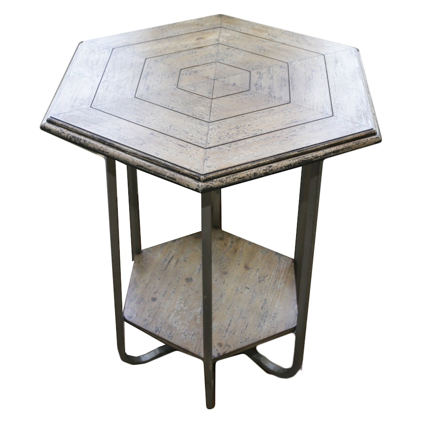 Contemporary Wood and Metal Accent Table