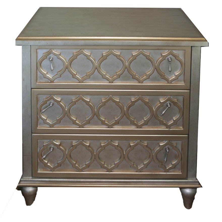 Jacobean Revival Inspired Silver and Gold Finished Chest of Drawers