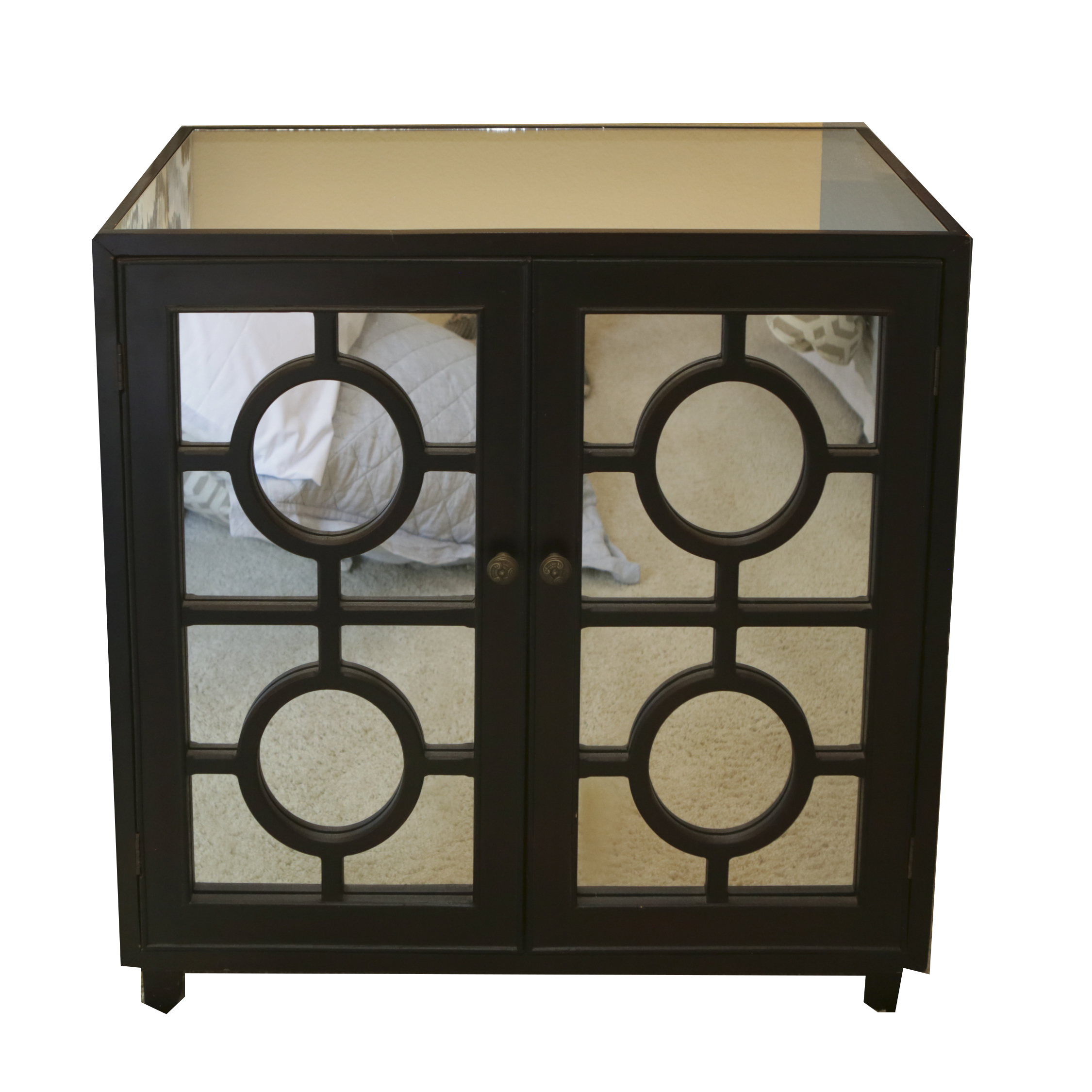 Contemporary Mirrored Panel Nightstand