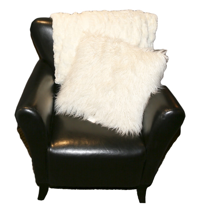 Black Faux Leather Armchair