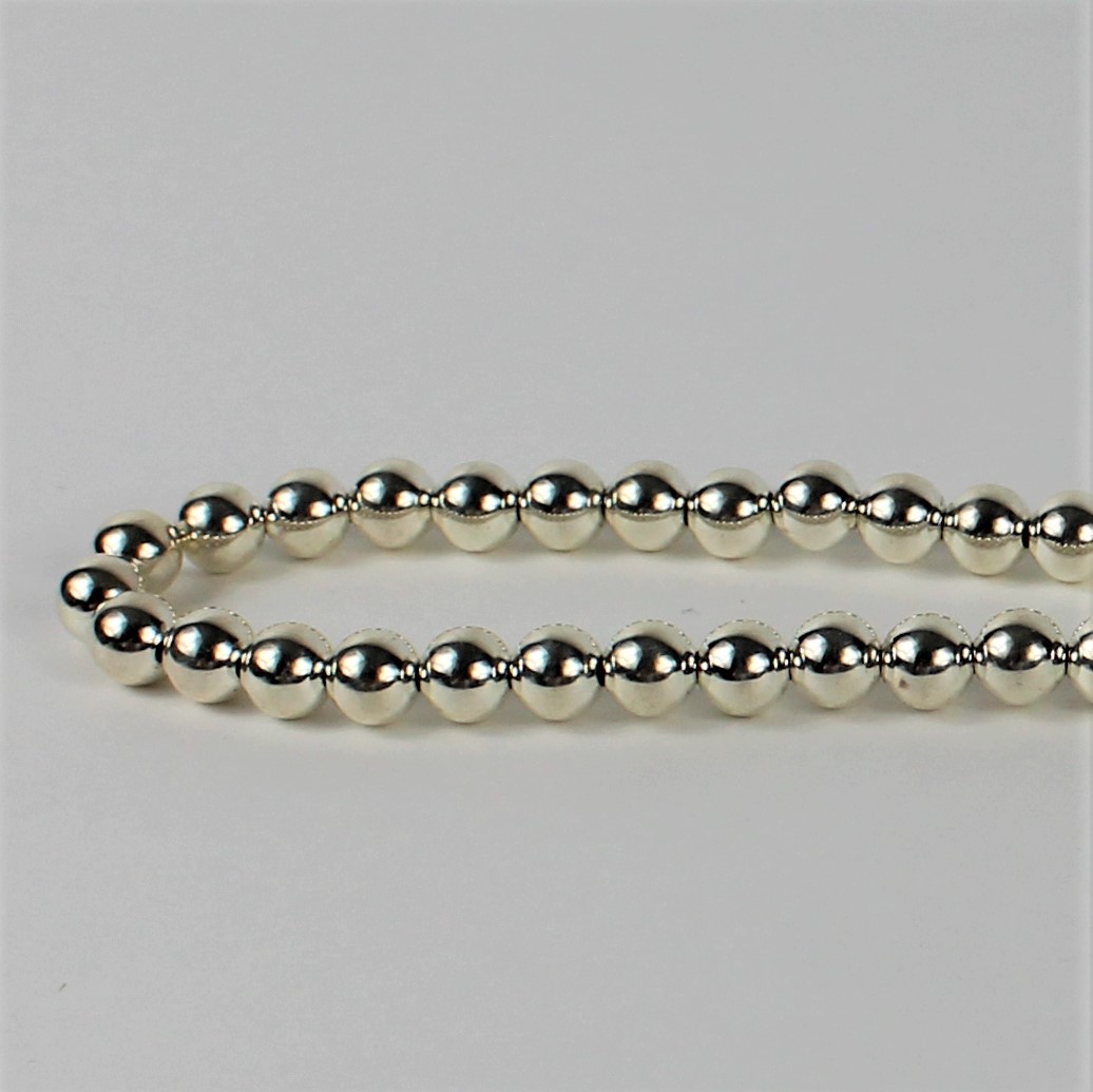 Gertrude Zachary Anglo Southwest Style Sterling Silver Beaded Ball Necklace