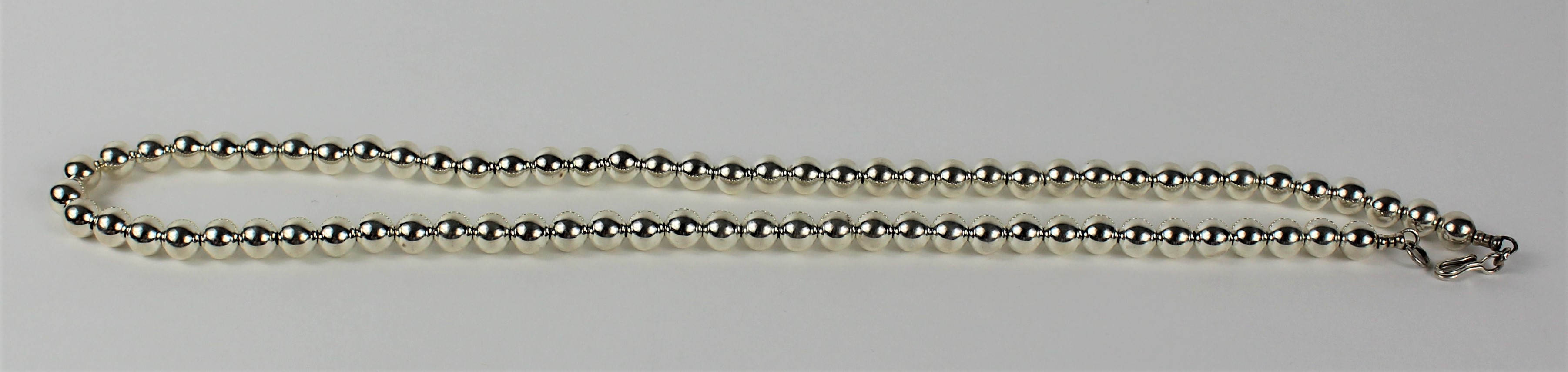 Gertrude Zachary Anglo Southwest Style Sterling Silver Beaded Ball Necklace