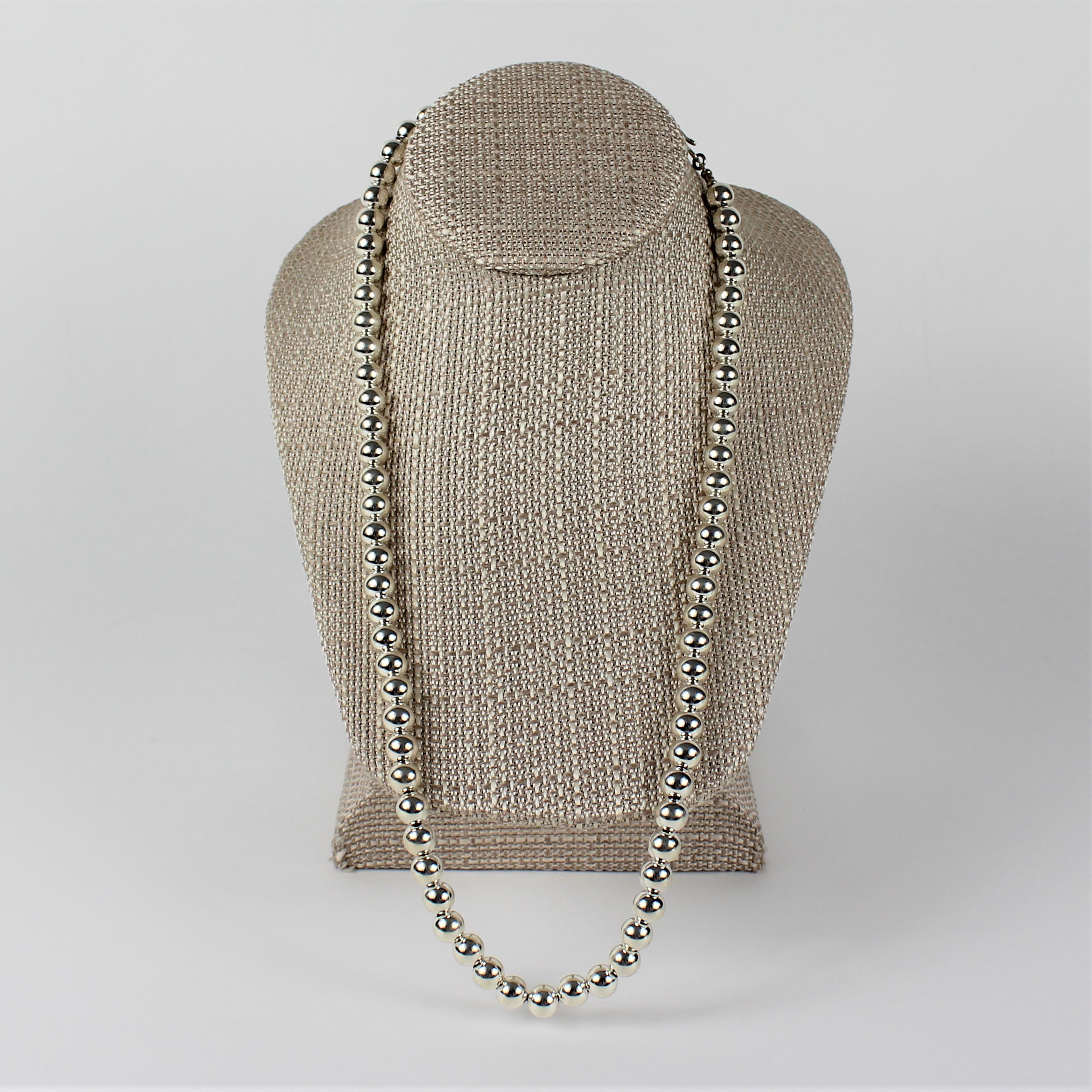 Gertrude Zachary Anglo Southwest Style Sterling Silver Beaded Ball Necklace