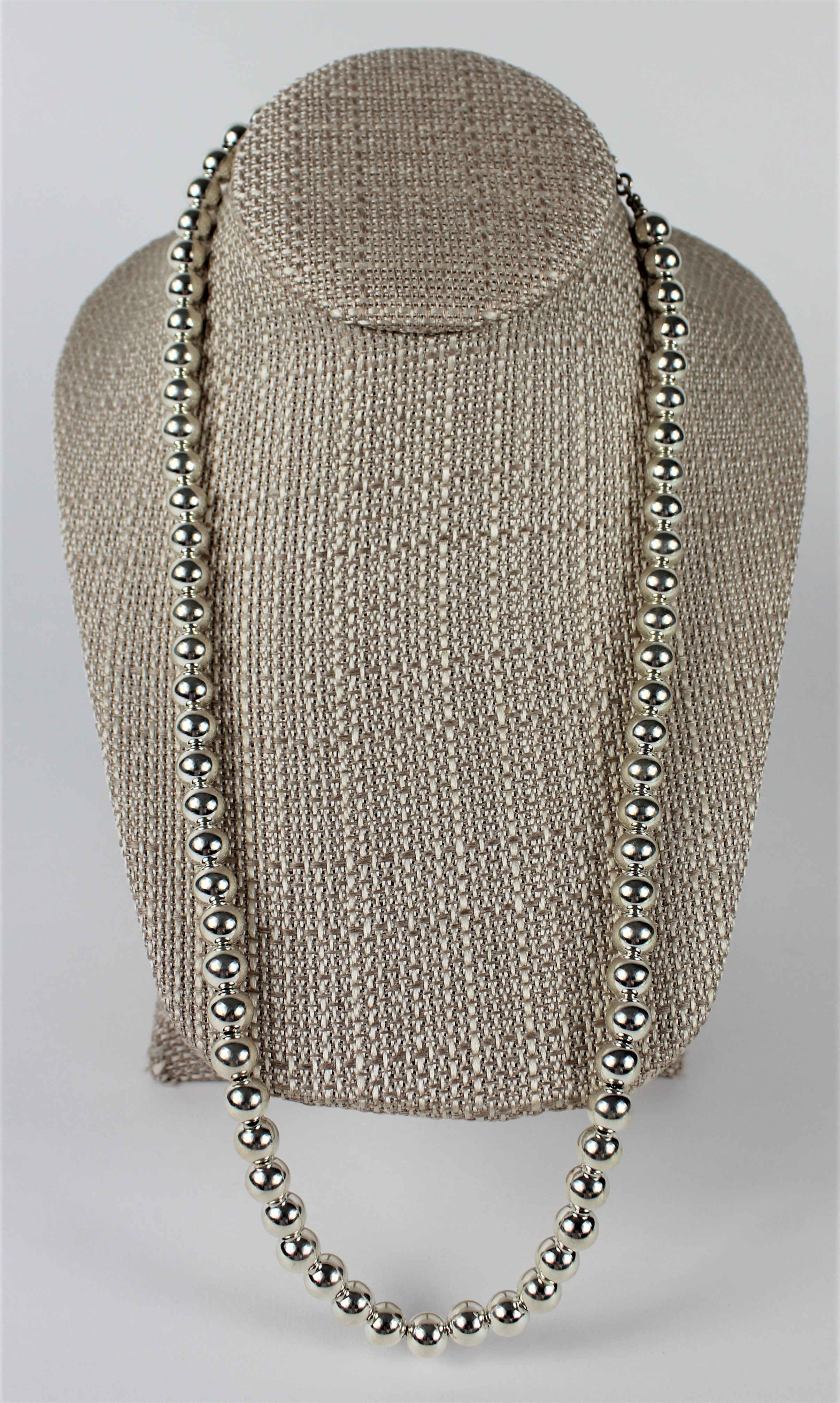 Gertrude Zachary Anglo Southwest Style Sterling Silver Beaded Ball Necklace