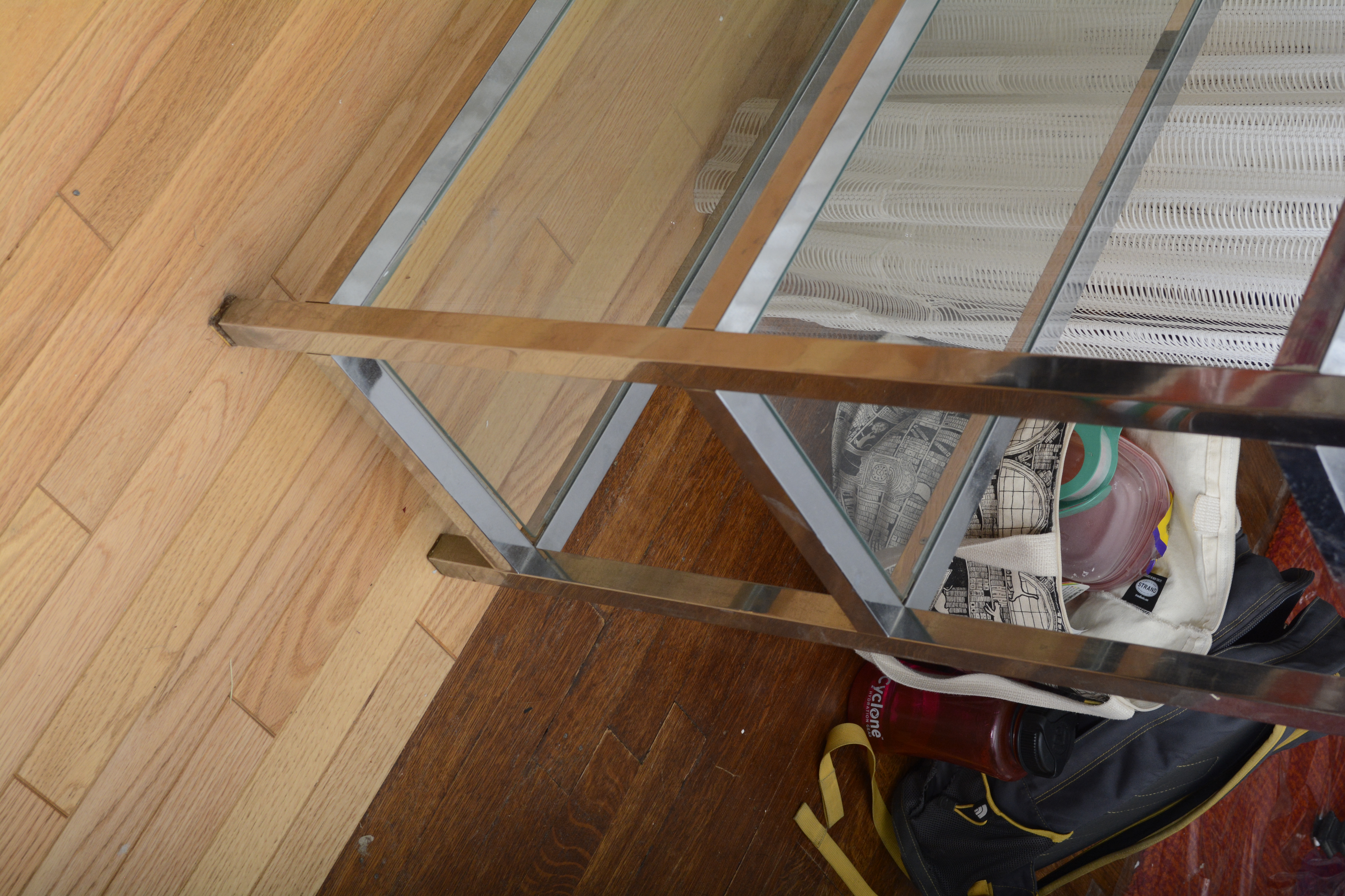 Mid Century Modern-Style Chrome Finished Metal and Glass Shelving Units