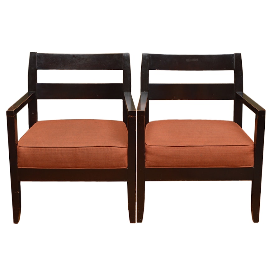 Wood Armchairs with Upholstered Seats by McCreary Modern