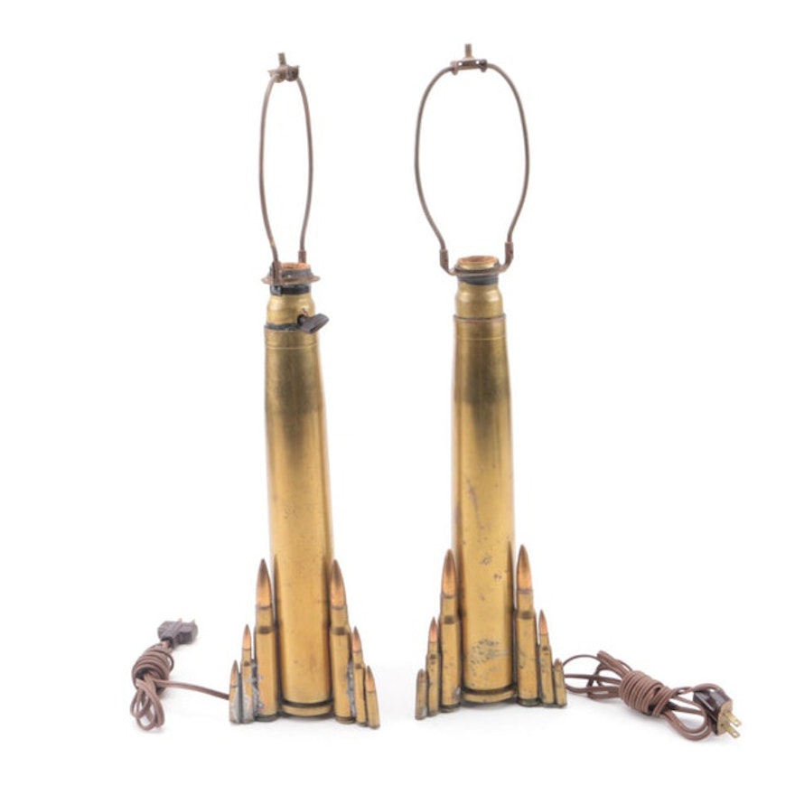 Trench Art Style Lamps from 1943 40 MM Ammunition Shells