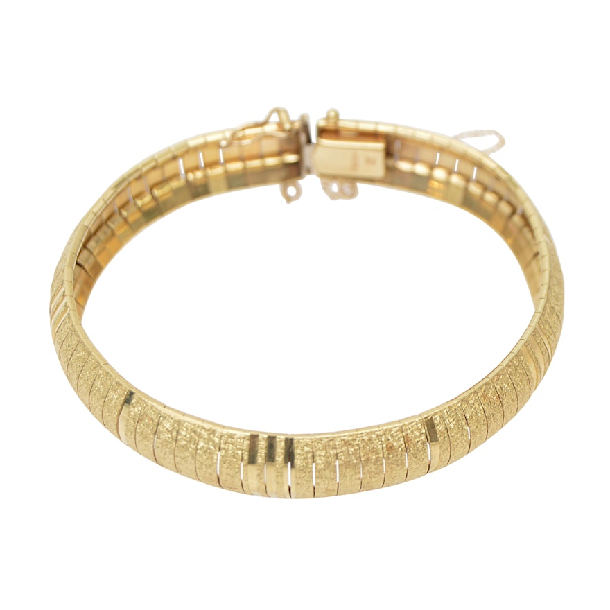 14K Yellow Gold Brushed Link Bracelet