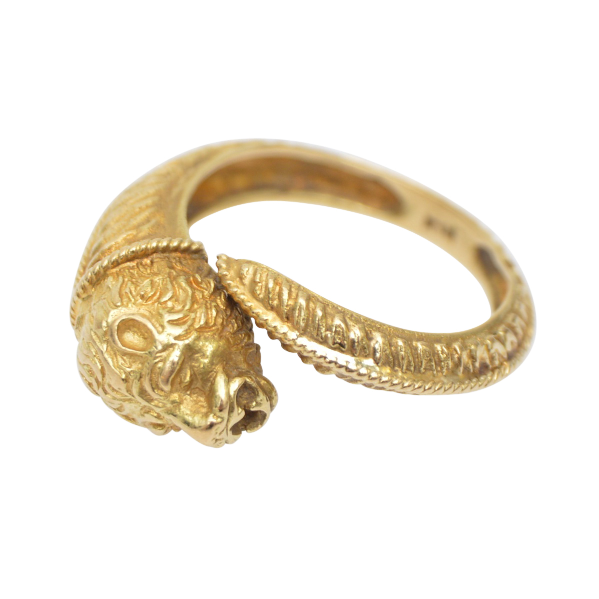 18K Yellow Gold Lion Head Serpent Ring