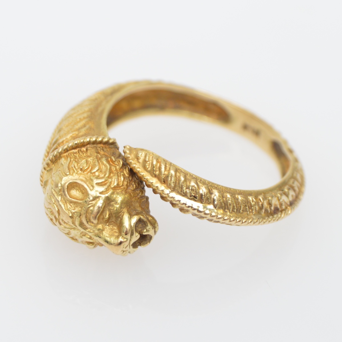 18K Yellow Gold Lion Head Serpent Ring
