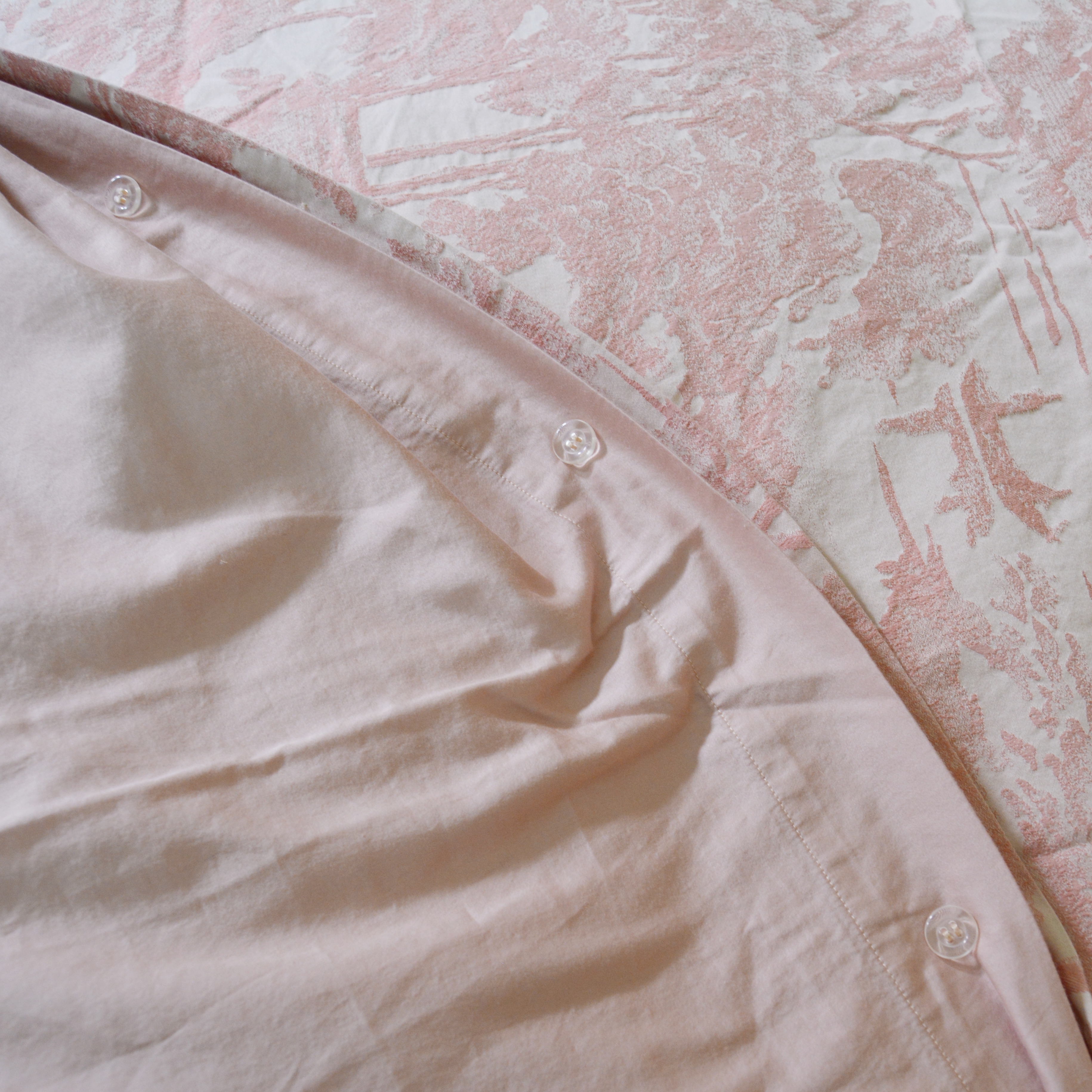 Frette King Toile Style Carnation Pink Duvet Cover and Shams from Gattles