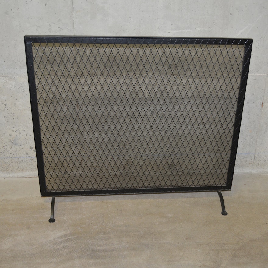 Black Metal Flat Panel Fireplace Screen