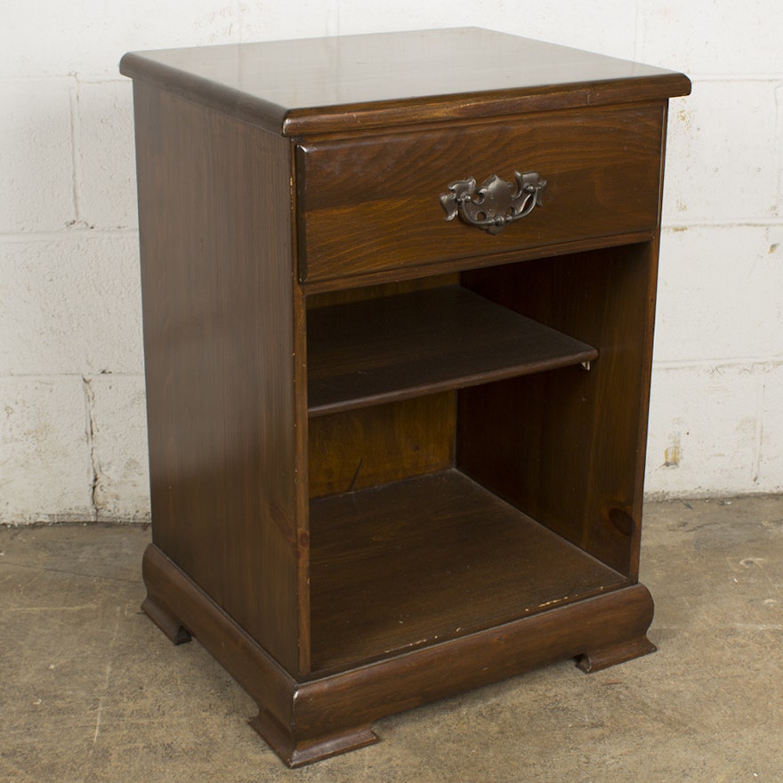 Vintage Chippendale Style Pine Nightstand by S.J. Bailey & Sons