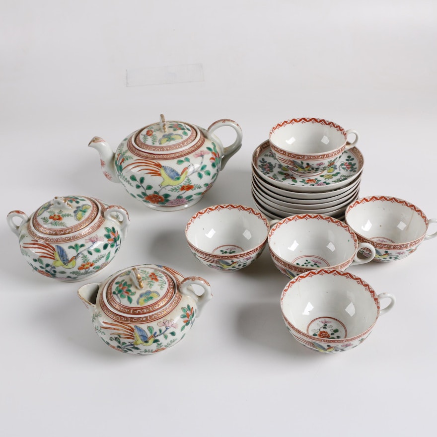 Japanese Polychrome Porcelain Tea Set