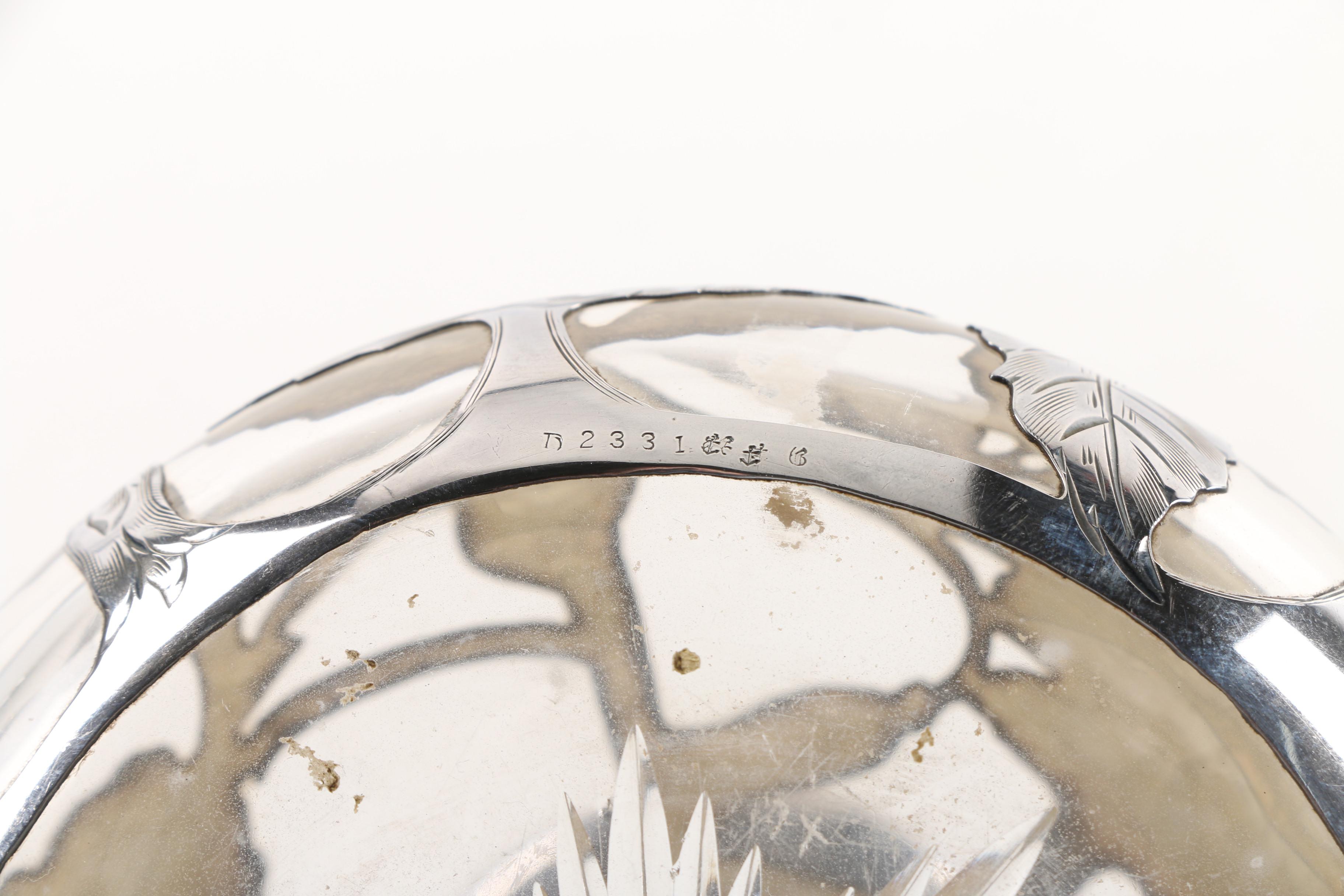 Antique Gorham Glass Scent Bottle with Sterling Overlay