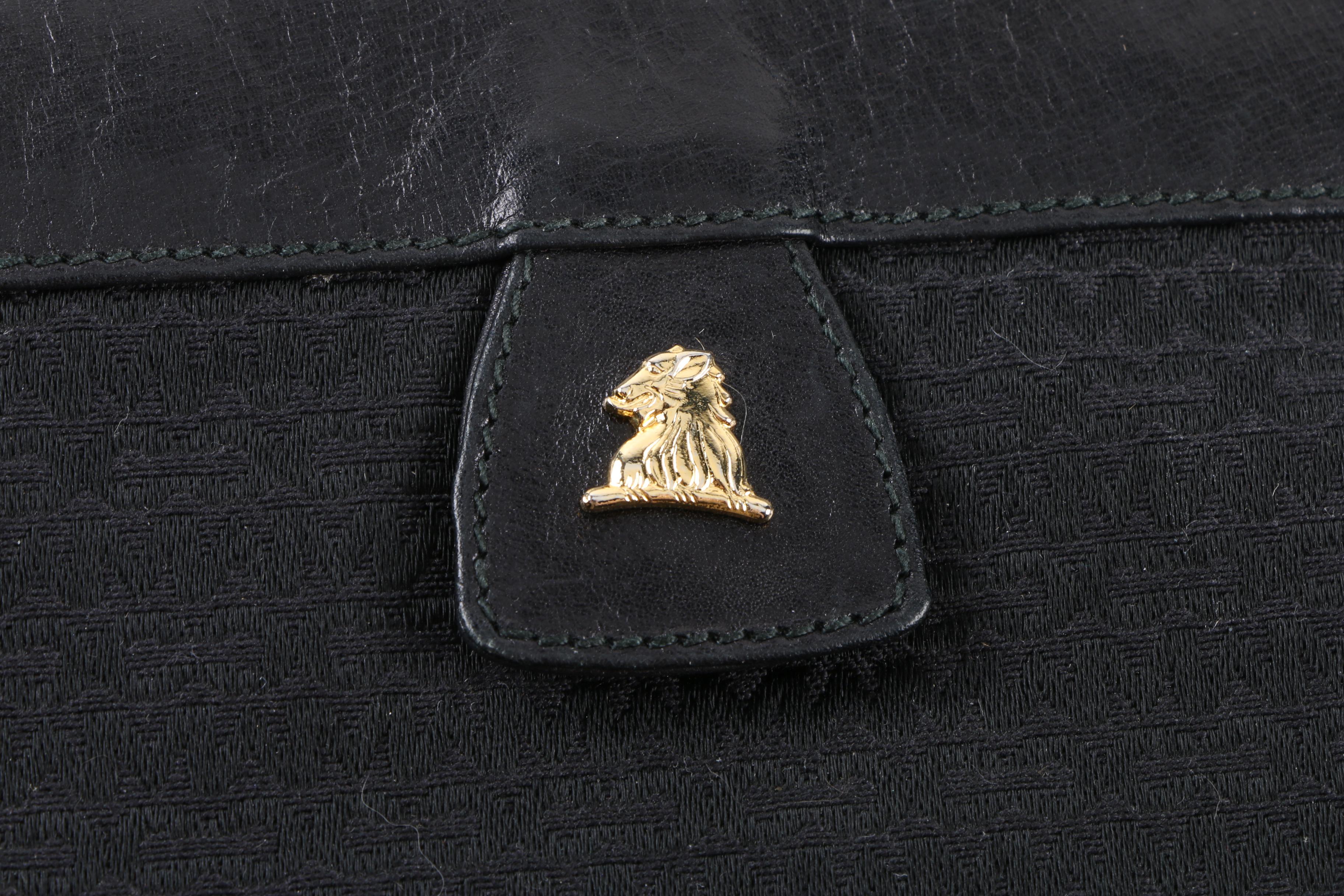 Mark Cross Black Leather and Canvas Crossbody Bag