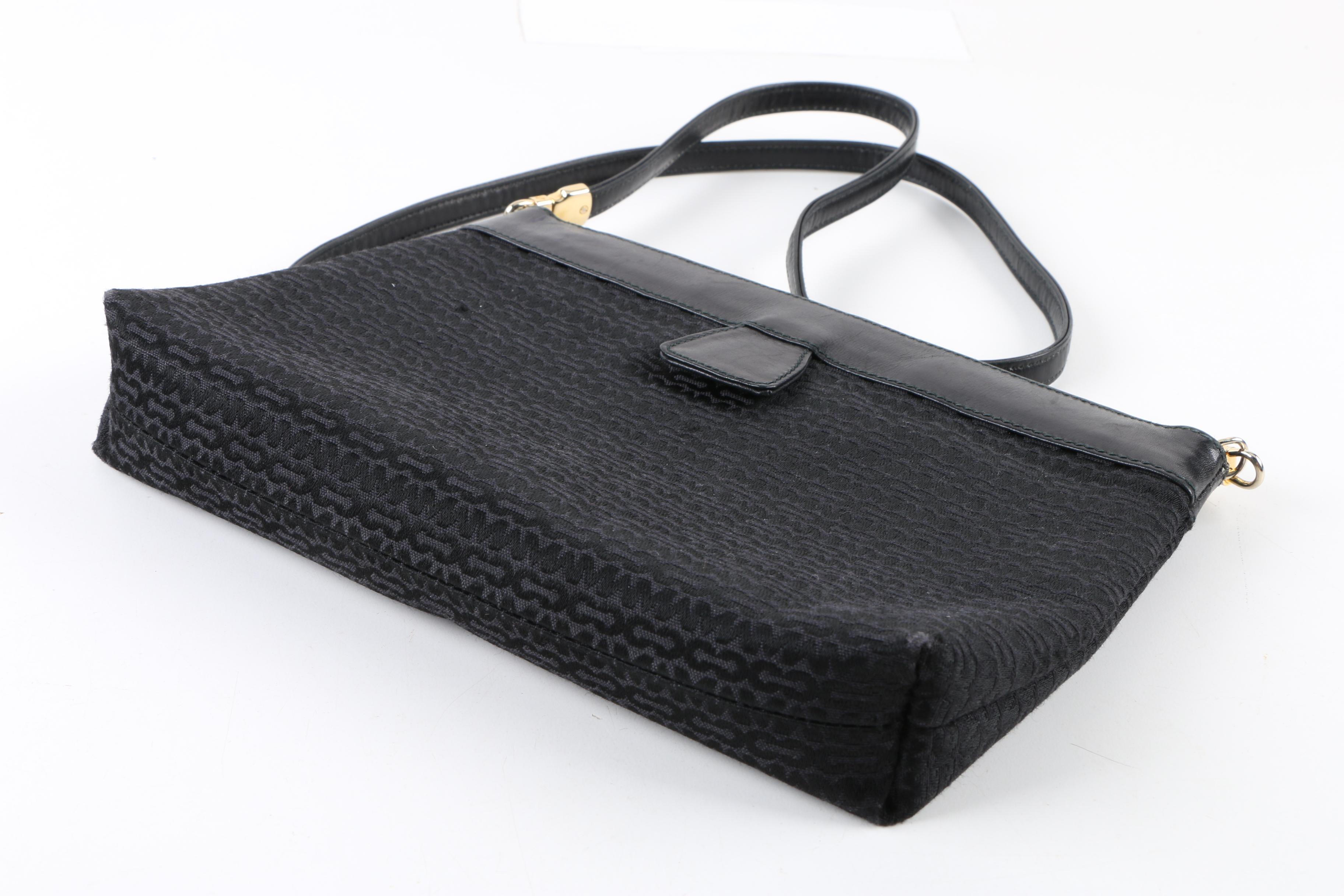 Mark Cross Black Leather and Canvas Crossbody Bag